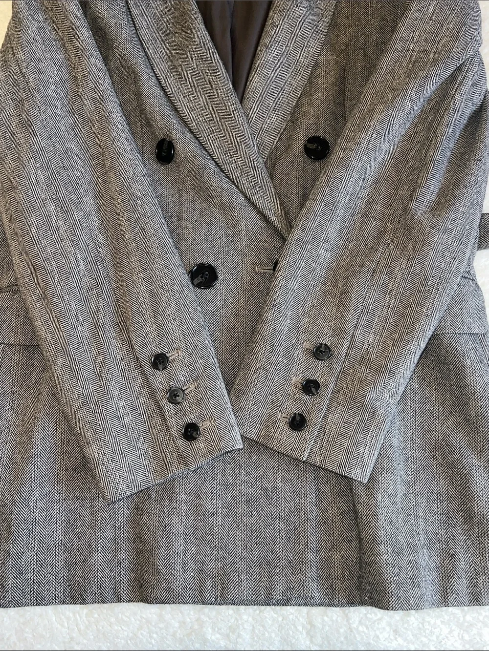 Reformation Newcastle Herringbone Wool Blend Blazer Gray Size‎ L